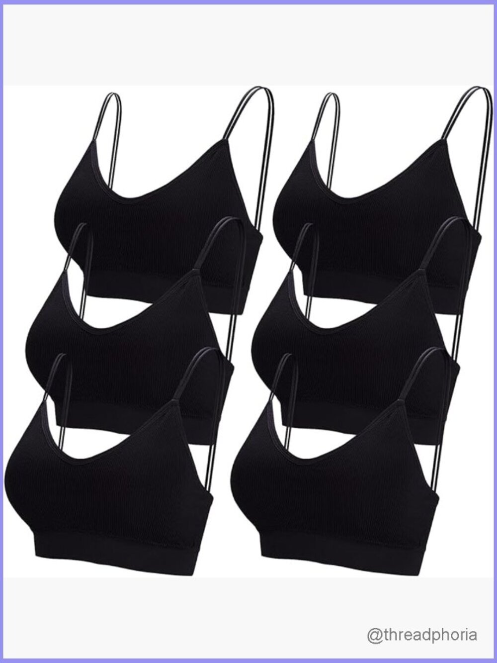 6 Pack V Neck Padded Bralettes for Women Seamless Wirefree Bra